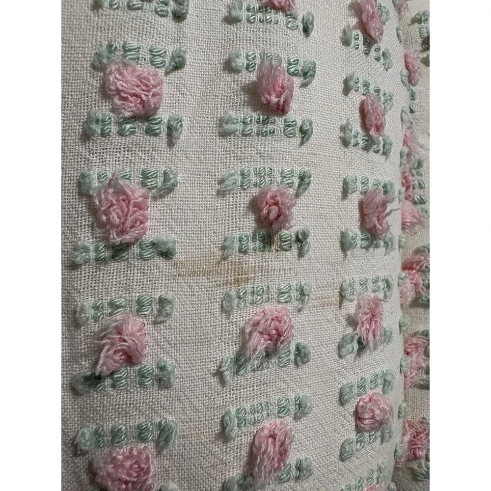 Vintage Handmade Springtime Butterfly Vintage‎ Rosebud Chenille Flower Pillow